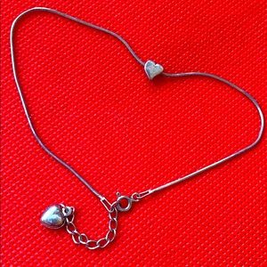 Sterling silver heart anklet bracelet adjustable